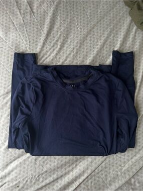 White Cross Navy Long Sleeve Crewneck Top